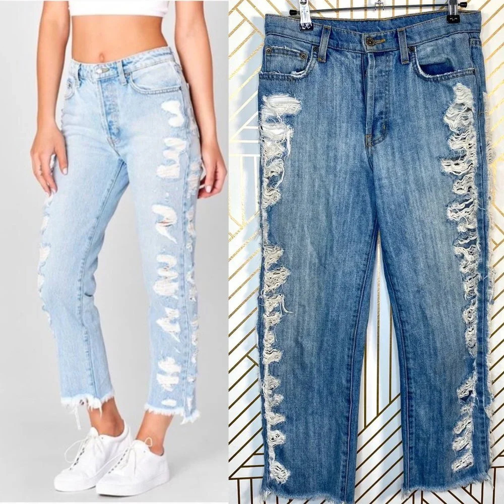 Carmar Denim Side-Shredded Amelia‎ Jean Medium Wash